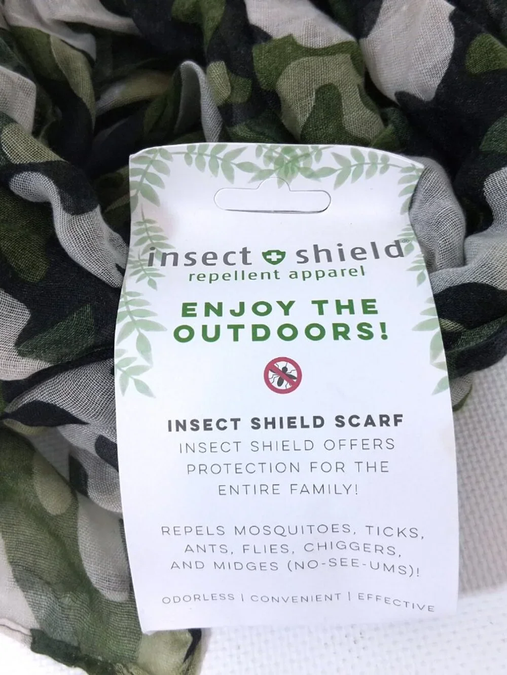 Tick and Insect Repellant Scarf with Permethrin, Camo Summer Hiking Scarf